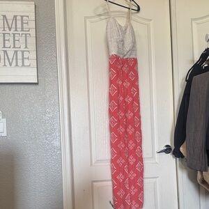 Stylish Coral and White Jumpsuit